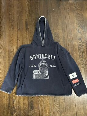 No Bad NANTUCKET Lighthouse Navy Hoodie M